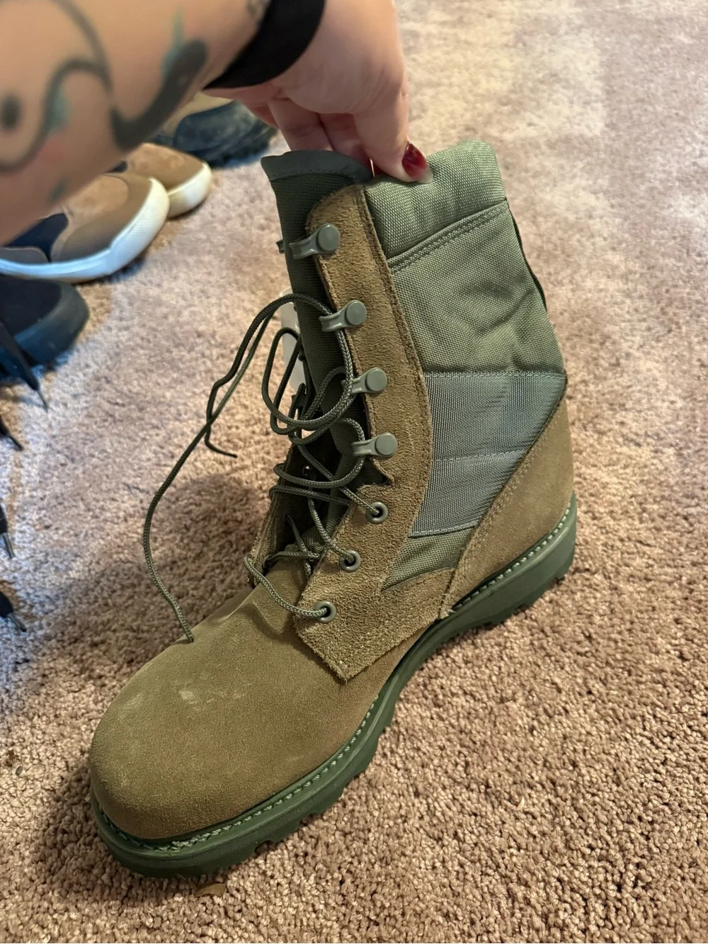Olive Green Tactical Lace-Up Boots
